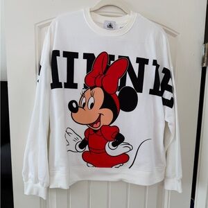 Disneyland Women’s Minnie Mouse Back to Front Pullover Sweatshirt Size Small